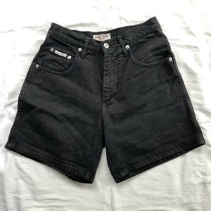 Vintage GUESS Black Denim Shorts 26 High Waist
